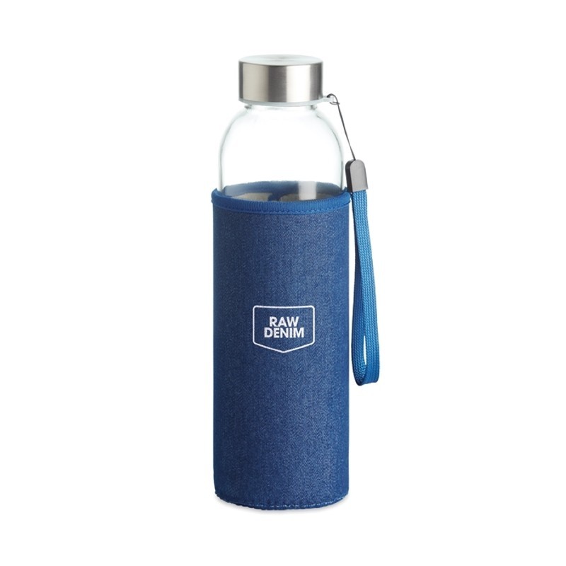 Botella cristal con funda neopreno denim 500 ml