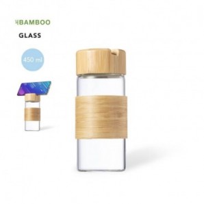 Botella de cristal y bambú Nowsly 450 ml