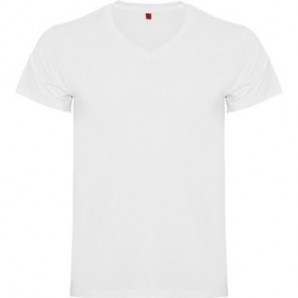 Camiseta Vegas 155 manga corta acabado en V blanca
