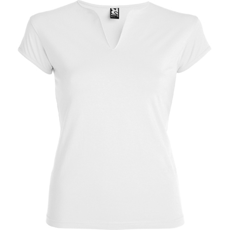 Camiseta Belice entallada abertura en V blanca
