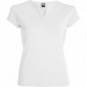 Camiseta Belice entallada abertura en V blanca