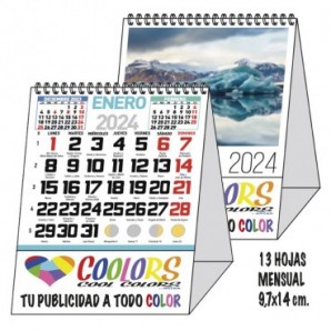 Calendario Mini 2024 espiral mensual 13h Paisajes