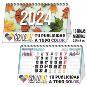 Calendario sobremesa 2024 espiral mensual 13 hojas