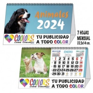 Calendario 2024 espiral mensual 7h Animales