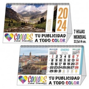 Calendario 2024 espiral mensual 7h Aragón