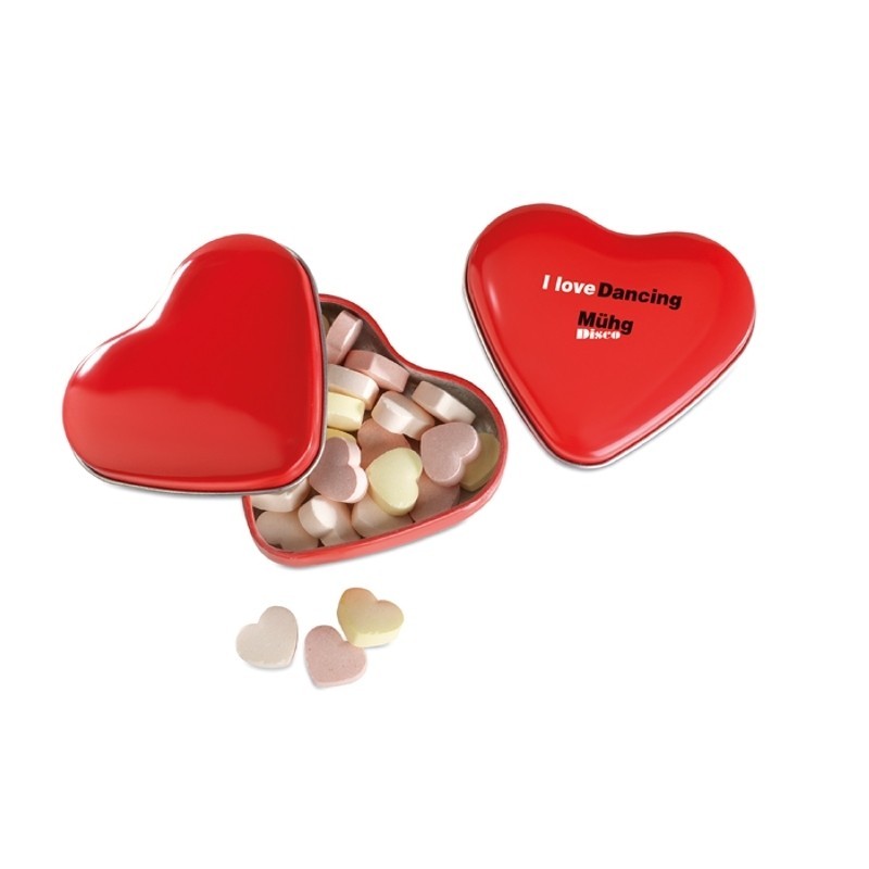 Caja forma corazón con caramelos