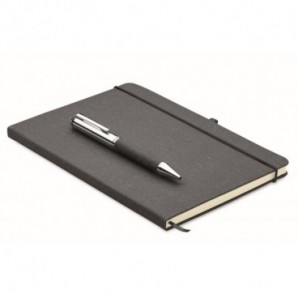 Set cuaderno piel reciclada y bolígrafo