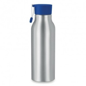 Botella de aluminio con correa de silicona Azul real