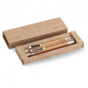 Set de bolígrafo y lápiz bambu Madera