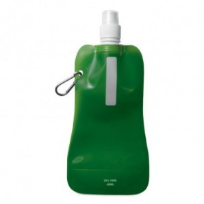 Botella de agua plegable con mosquetón Verde transparente