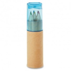 6 lápices de color en tubo Azul transparente