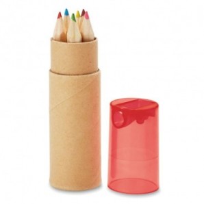 6 lápices de color en tubo Rojo transparente
