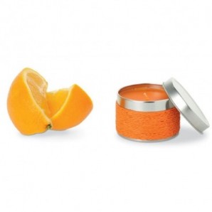 Vela con fragancia en caja metálica Naranja