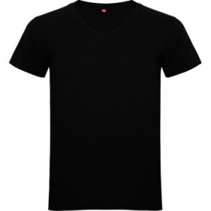 Camiseta Vegas 155 manga corta acabado en V negra Negro