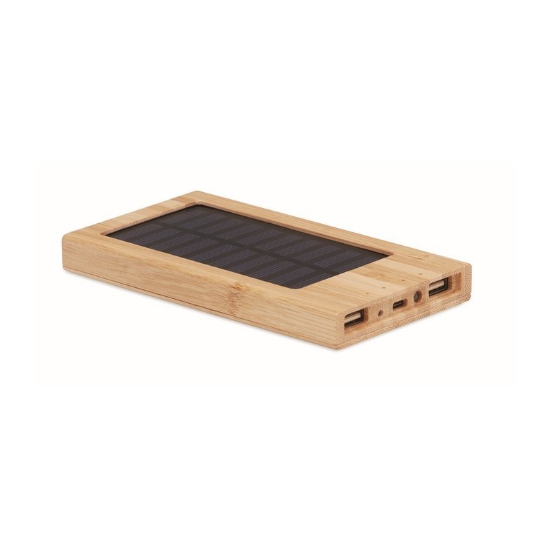 Power bank solar de bambú de 4000 mAh