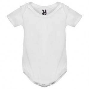 Body de bebé manga corta de punto liso blanco