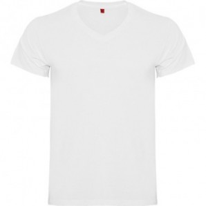 Camiseta Vegas 155 manga corta acabado en V blanca Blanco