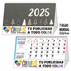 Calendario sobremesa 2026 espiral mensual 7h notas
