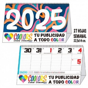 Calendario sobremesa 2026 espiral semanal 27 hojas