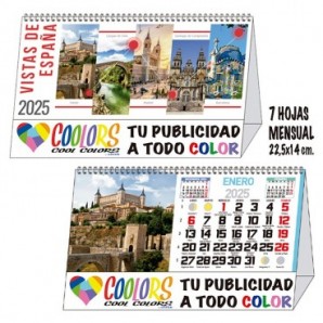 Calendario 2026 espiral mensual 7h Vistas España 2