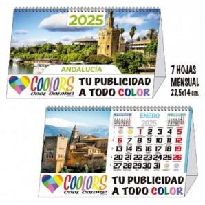 Calendario 2026 espiral mensual 7h Andalucía