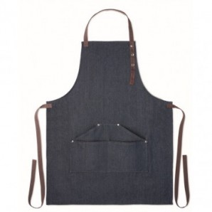 Delantal de cocina en denim con tres bolsillos