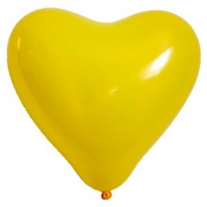 Pack globos forma corazón + inflador manual Amarillo