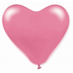 Pack globos forma corazón + inflador manual Rosa