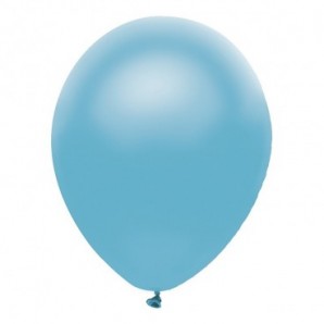 Pack globos metalizados 27 cm + inflador manual Azul celeste