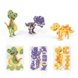 Puzzle 3D de papel y EVA dinosaurio