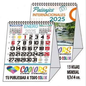 Calendario Mini 2025 espiral mensual 13h Paisajes