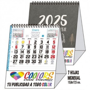 Calendario Maxi 2025 espiral mensual 7 hojas Notas