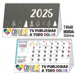Calendario sobremesa 2025 espiral mensual 7h notas