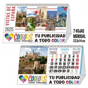 Calendario 2025 espiral mensual 7h Vistas España 2