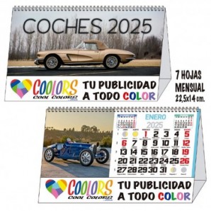 Calendario 2025 espiral mensual 7h Coches