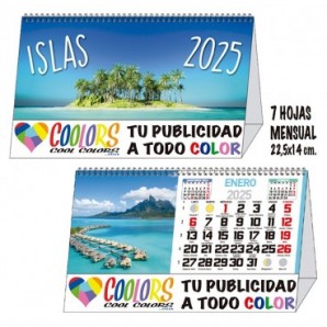 Calendario 2025 espiral mensual 7h Islas