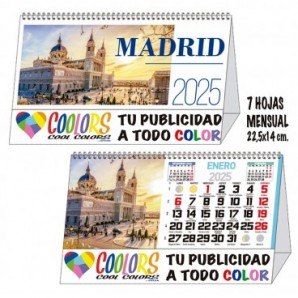 Calendario 2025 espiral mensual 7h Madrid