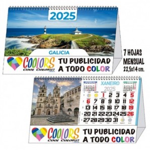 Calendario 2025 espiral mensual 7h Galicia
