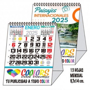 Calendario Mini 2025 espiral mensual 13h Paisajes