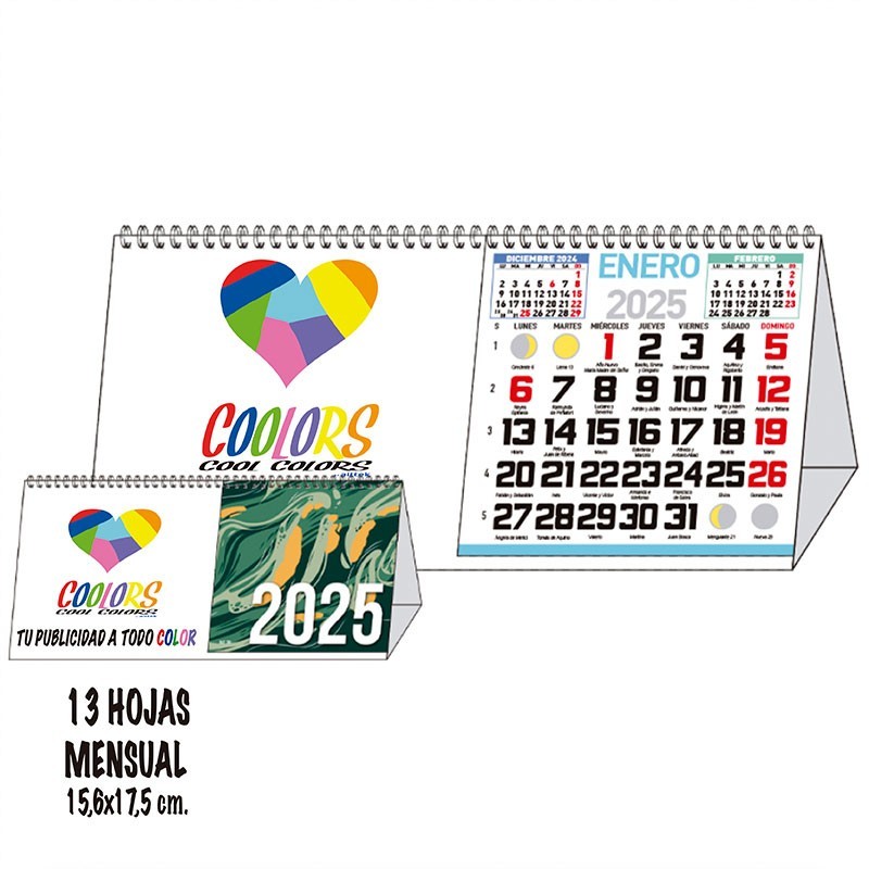 Calendario 2025 Mini Lateral 13 hojas Notas