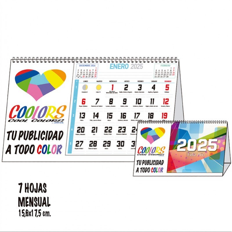 Calendario Maxi 2025 Lateral espiral 7 hojas Notas