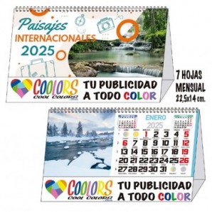 Calendario 2025 espiral mensual 7h Paisajes Int.