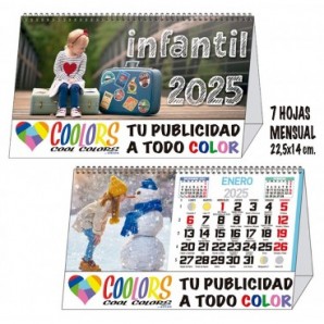 Calendario 2025 espiral mensual 7h Niños