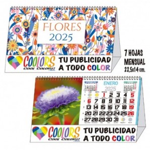 Calendario 2025 espiral mensual 7h Flores