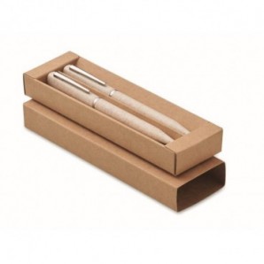 Set de bolígrafos de paja de trigo en caja
