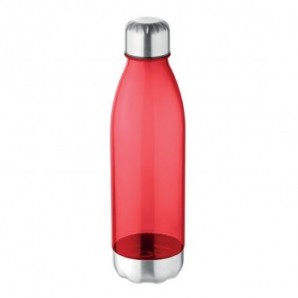 Botella de Tritán con fonde de acero Rojo transparente