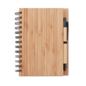 Cuaderno de notas A5 bambú y bolígrafo Madera