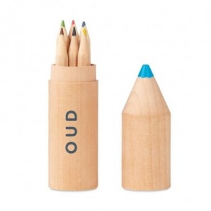 Estuche madera de 6 lápices con forma de lápiz