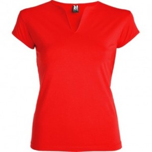 Camiseta Belice abertura en V color Rojo