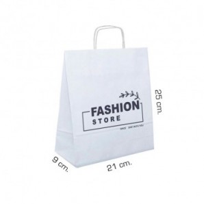 Bolsa de papel personalizada 21x9x25cm blanca